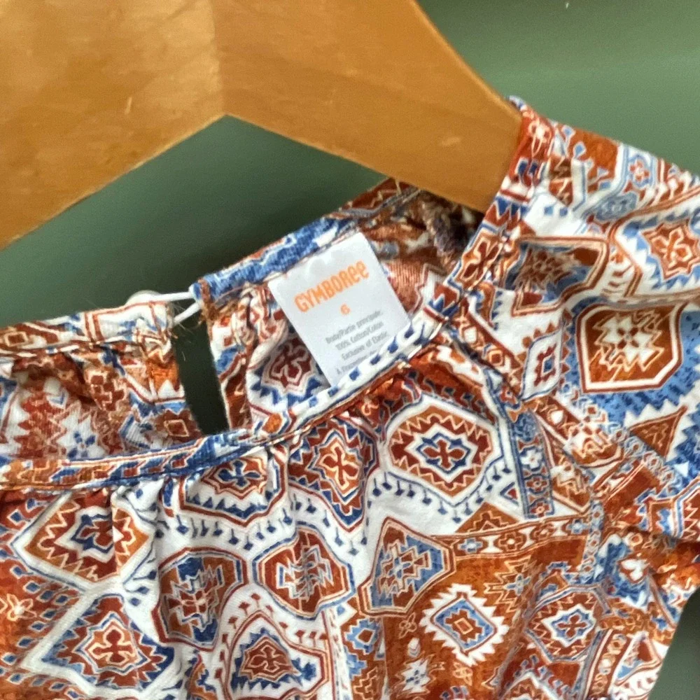 Gymboree Girls Size 6 Southwestern Dress and Cardigan Set Orange Blue White 2pc
